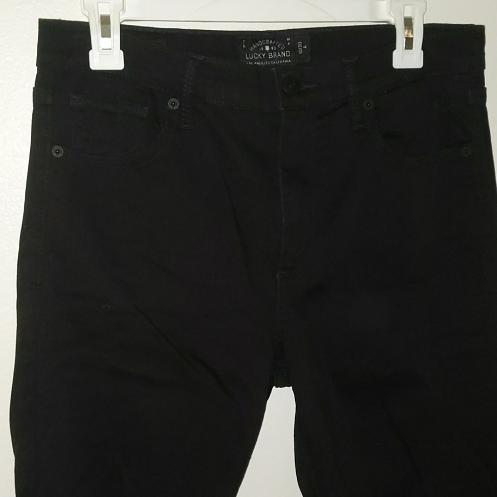 High rise, raw hem skinny jeans